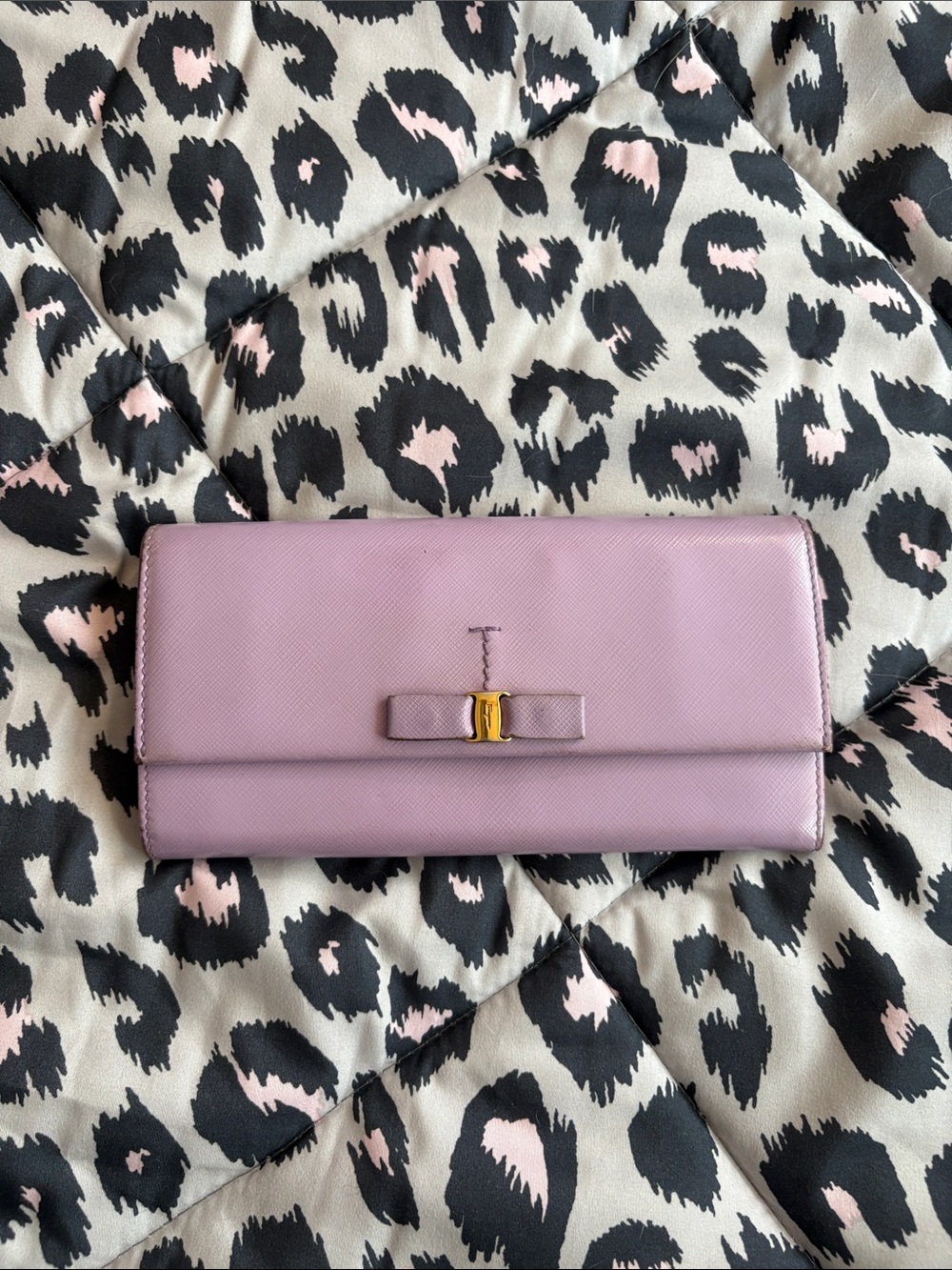 Salvatore Ferragamo Lavender Vara Bow Continental Wallet